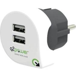 q2power 2-Port 24W USB-A Vægoplader