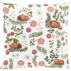 Arvidssons Textil Räv Kuddöverdrag Röd, Rosa, Vit, Grön