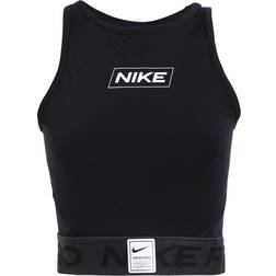 Nike Pro Dri-FIT Cropped Graphic Tank Top Women - Black/Dark Smoke Grey/White