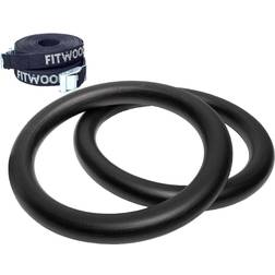 Fitwood Anillas de gimnasia ULPU negras con correas negras