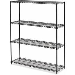 Alera All-Purpose Wire Shelving Starter Kit, 4-Shelf, 60 x 18 x 72, Black Anthracite