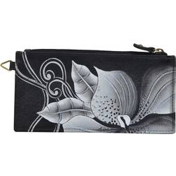 Anna by Anuschka Anuschka Hand Painted Genuine Leather Organizer Wallet - Midnight Floral Black