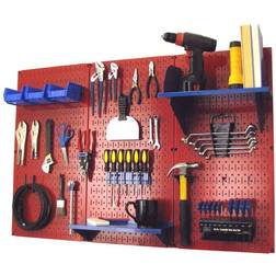 Wall Control Pegboard Standard Tool Storage Kit, Red/Blue, 48" X 32" X 9"