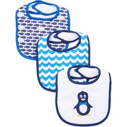 Luvable Friends Boys' Bibs Mr. Blue Mr. Penguin Three-Piece Drooler Bib Set