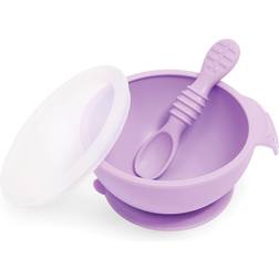 Bumkins Suction Silicone Baby First Feeding Set, Bowls, Purple