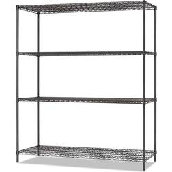 Alera All-Purpose Wire Shelving Starter Kit, 4-Shelf, 60 x 24 x 72, Black Anthracite