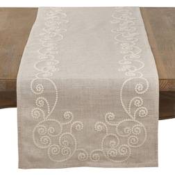 Saro Lifestyle Swirl Embroidered Tablecloth Natural (182.9x40.6cm)