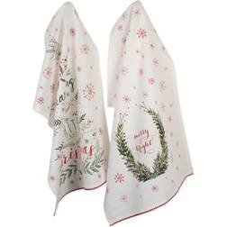 Design Imports Assorted Noel Printed Dishtowel Dishcloth White