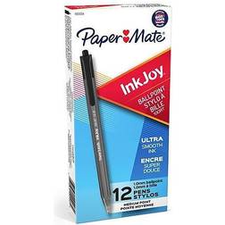 Paper Mate InkJoy 100RT Retractable Ballpoint Pen, Medium Point, Black Ink, Dozen (1803472)