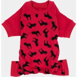 Leveret Moose Print Dog Pajamas Red