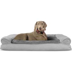 FurHaven Pet Dog Bed Plush & Pillow Sofa-Style Couch Pet Bed for