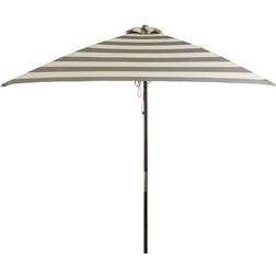 Classic Wood Square Market Patio Umbrella Stripe Solution Dyed