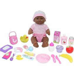 JC Toys La Newborn African American 12" Baby Doll Gift Set, 25 Pieces