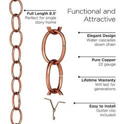 Good Directions Small Single Link Rain Chain In Copper Copper