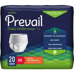 Adult Absorbent Underwear Prevail Daily Underwear Pull On with Tear Away Seams Medium Dispos White Count