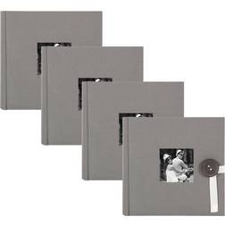 8.66" x 9.05" Kim Fabric Photo Albums with Button Gray Kate & Laurel All Things Decor