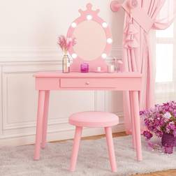 Vabches Princess Vanity Set with Mirror and Stool