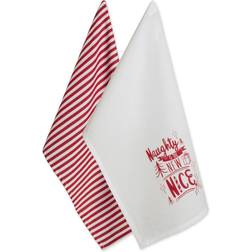 Design Imports Assorted Naughty Nice Holiday Printed Dishtowel Place Mat Red, White