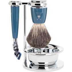 Mühle Rytmo Fusion Shaving Set Pure Badger Resin Petrol Blue