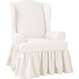 Sure Fit Essential Twill T-Cushion Wingback Loose Chair Cover White