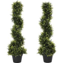 OutSunny Spiral Topiary Trees Set of 2 Artificial Plant 2pcs