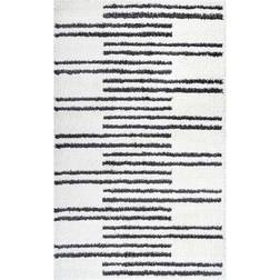 Jonathan Y Petra Stripe Geometric Shag White, Black 36x60"