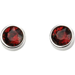 Beginnings Jan Birth Stone Earrings - Silver/Red