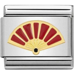 Nomination Classic Gold Symbols Red Enamel Fan Charm - Silver/Gold/Red