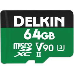 Delkin MicroSDXC Class 10 UHS-II U3 V90 300/250MB/s 64GB +SD Adapter