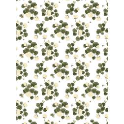 Arvidssons Textil Tyg Pelargon Astrid Metervara Grön, Vit, Gul