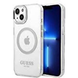 Guess iPhone 14 Skal Magsafe Metal Outline Silver