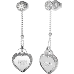 Guess Fine Heart Earrings - Silver/Transparent