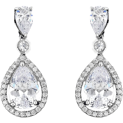 Jon Richard Drop Earrings - Silver/Transparent