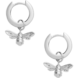 Olivia Burton Lucky Bee Charm Huggie Earrings - Silver