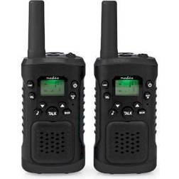 Nedis Walkie-talkie Set 2 handenheter Upp till 6 km Frekvens kanaler: 8 PTT VOX Upp till 3 timmar Hörlursuttag 2 Headset Svart