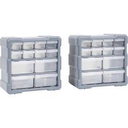 vidaXL 2x Multi-drawer Organisers with 12 Drawers Tool Storage Cabinet Unit