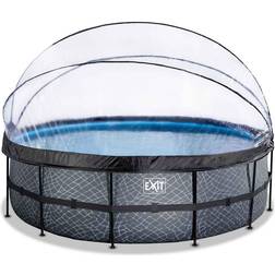 Exit Toys Frame Pool ø488x122cm (12v Sand filter) Grå Soltak Värmepump