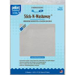 Pellon, White, Stick-N-Washaway Stabilizer, 8.5 by 11-Inch, 5-Pack