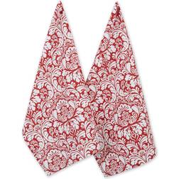 Zingz & Thingz DII Cotton Damask Kitchen Towels Dishcloth Red