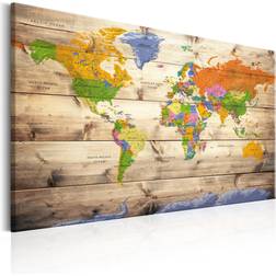 Artgeist Canvas Map on wood: Colourful Billede