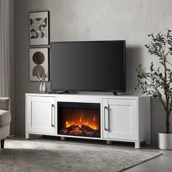 Camden&Wells Chabot Log Fireplace TV Stand for TVs up to 80" White