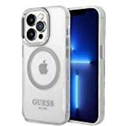 Guess iPhone 14 Pro Max Skal Magsafe Metal Outline Silver