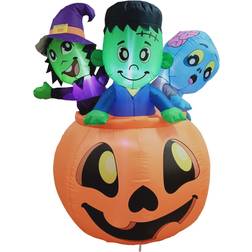 Joiedomi 5 Foot Tall Three on Pumpkin Inflatable Decoration