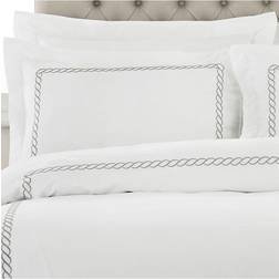 Paoletti Soho Embroidered Pillow Case Silver, White