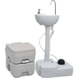 vidaXL Ensemble de toilette et support de lavage des mains de camping 3154907 Blanc