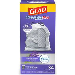 Glad ForceFlexPlus Tall Kitchen Drawstring Trash Bags, Lavender, 13