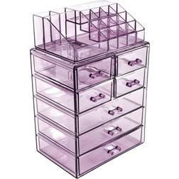 Sorbus Sorbus Cosmetics Makeup Storage Case Medium Display Sets 3 Large 4 Small Drawers Top Purple