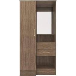 SECONIQUE Nevada Vanity 1 Door Rustic Oak Wardrobe 90x184cm