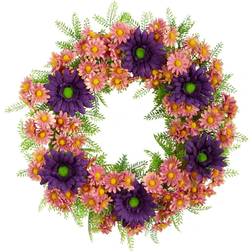 Nearly Natural 21" Mixed Daisy Wreath