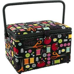 Dritz Sewing Kits Black Black & Red Sewing Notions Large Rectangular Sewing Basket